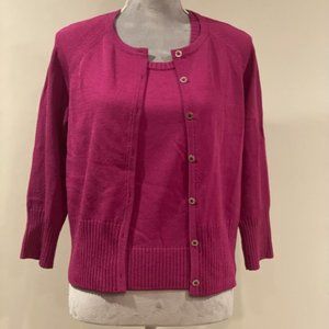 St John hot pink signature knit(nylon/rayon) cardigan set